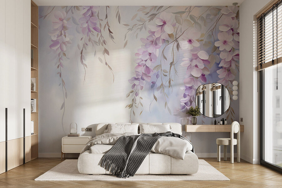 Schilderij van bloemen op een tak Schilderij van bloemen op een tak