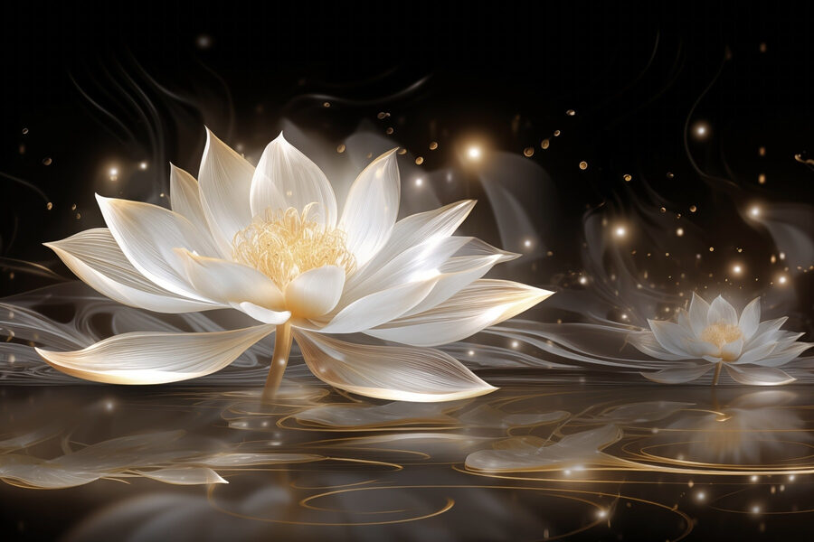 Witte bloem in water