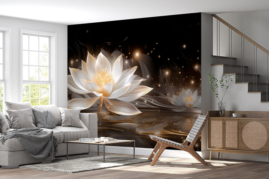Witte bloem in water
