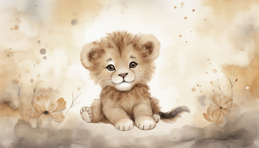 Aquarel van een leeuwenwelp Aquarel van een leeuwenwelp