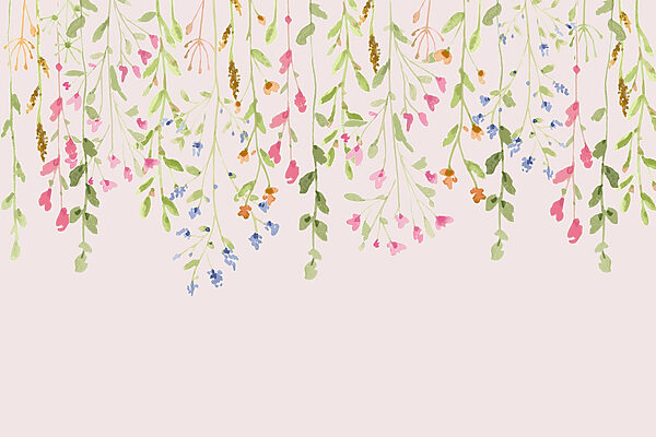 Schilderij van bloemen en bladeren Schilderij van bloemen en bladeren