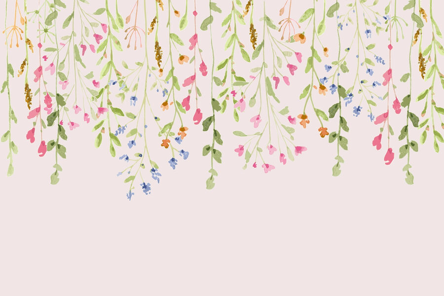Schilderij van bloemen en bladeren