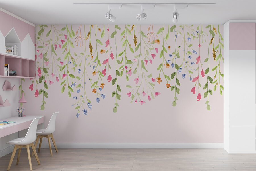 Schilderij van bloemen en bladeren