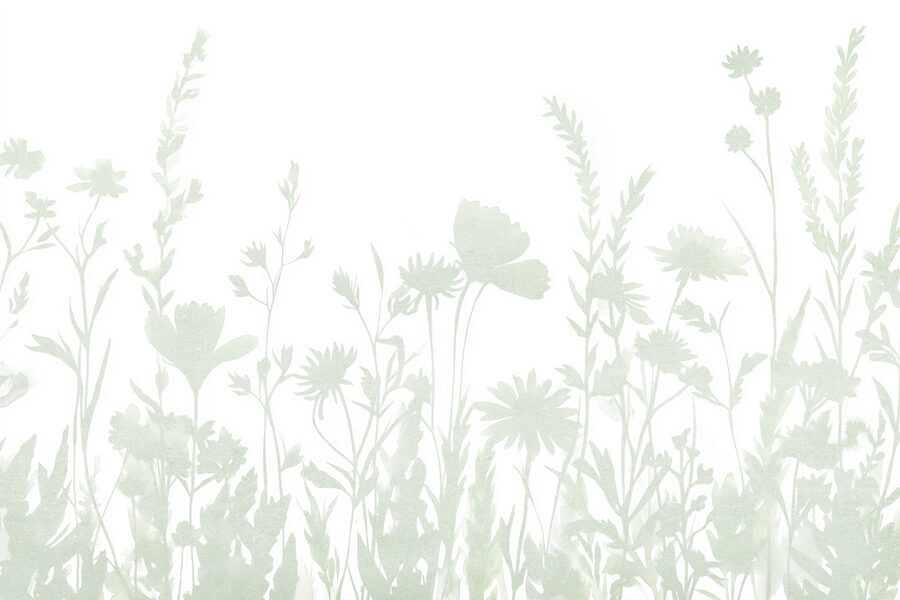 Grillig weergegeven ontwerp met bloemensilhouetten