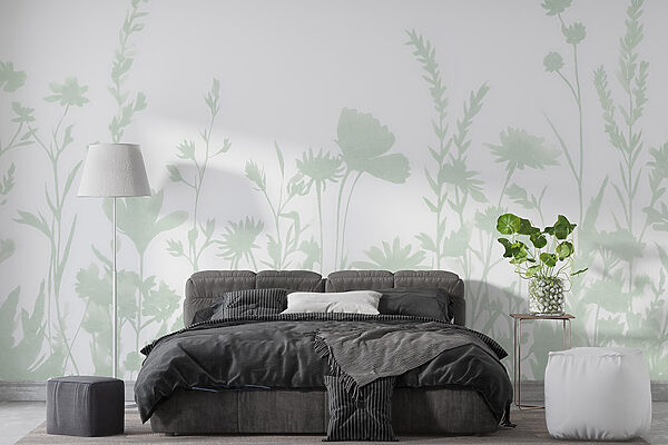 Grillig weergegeven ontwerp met bloemensilhouetten Grillig weergegeven ontwerp met bloemensilhouetten