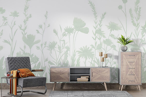 Grillig weergegeven ontwerp met bloemensilhouetten Grillig weergegeven ontwerp met bloemensilhouetten