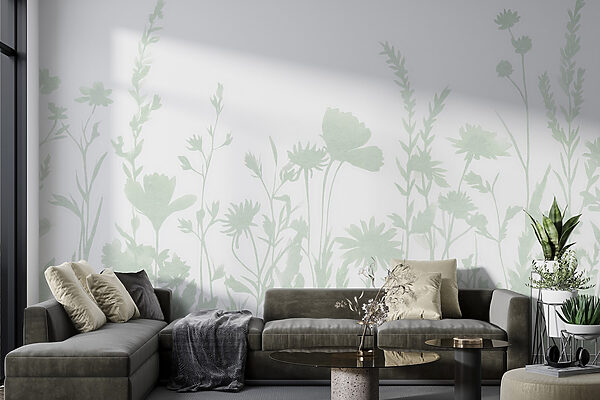 Grillig weergegeven ontwerp met bloemensilhouetten Grillig weergegeven ontwerp met bloemensilhouetten
