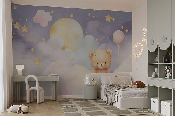 Teddybeer zittend op een wolk Teddybeer zittend op een wolk