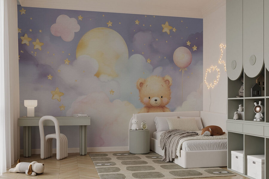 Teddybeer zittend op een wolk Teddybeer zittend op een wolk