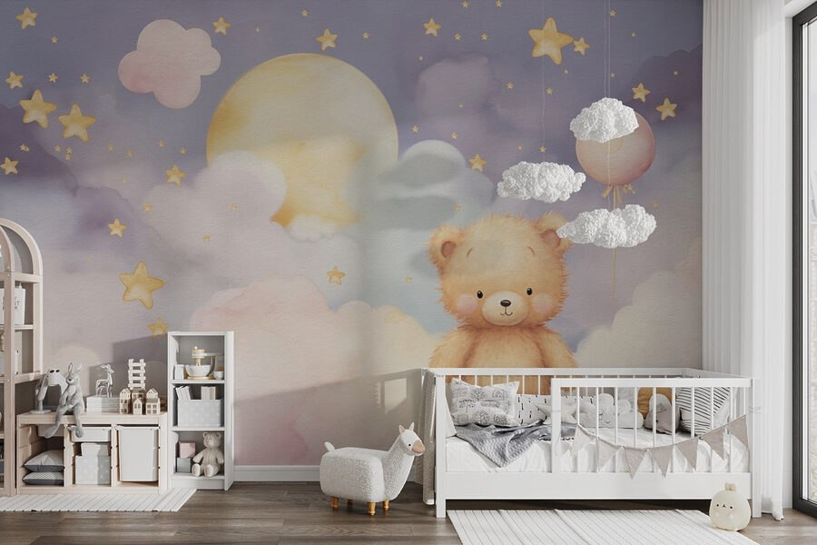 Teddybeer zittend op een wolk Teddybeer zittend op een wolk