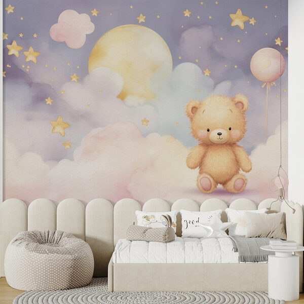 Teddybeer zittend op een wolk Teddybeer zittend op een wolk