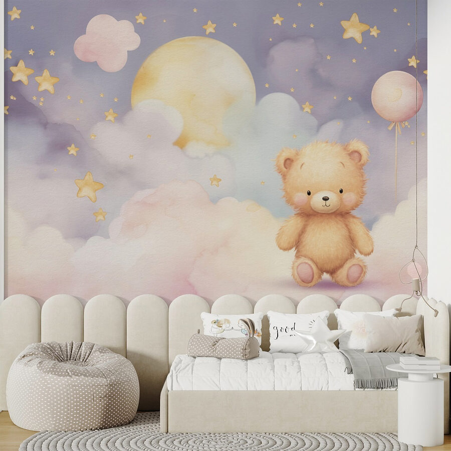 Teddybeer zittend op een wolk Teddybeer zittend op een wolk