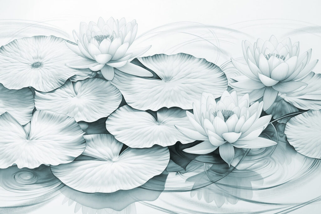 Group of lily pads and leaves
