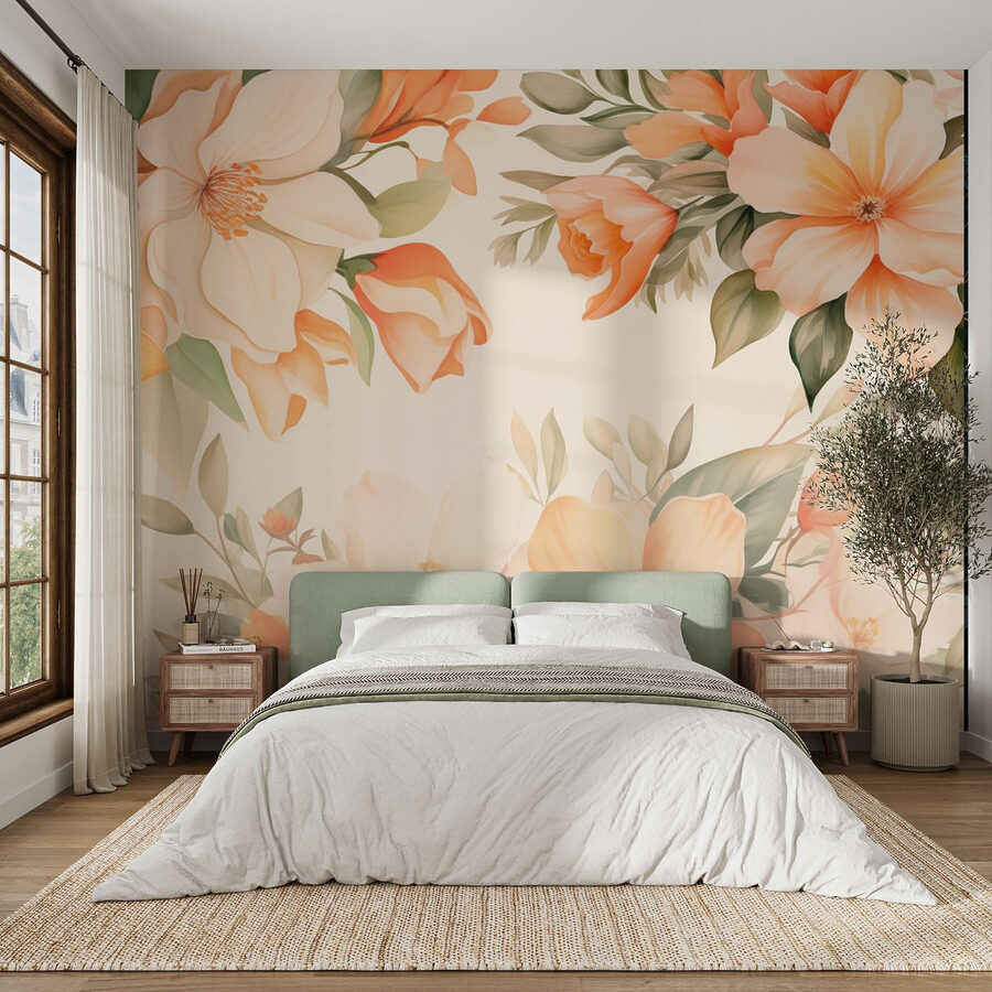 Fotobehang Bloemenpracht in zachte tinten - Afbeelding 3