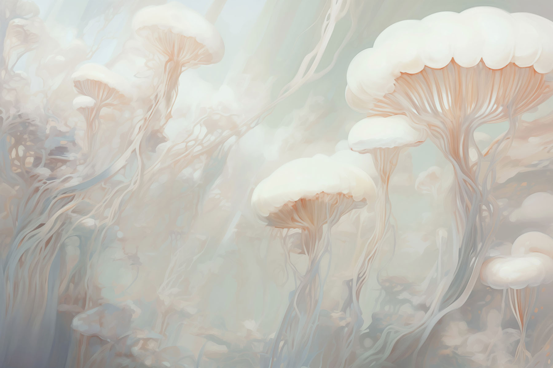 Group of white mushrooms Group of white mushrooms