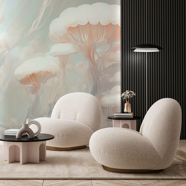 Group of white mushrooms Group of white mushrooms