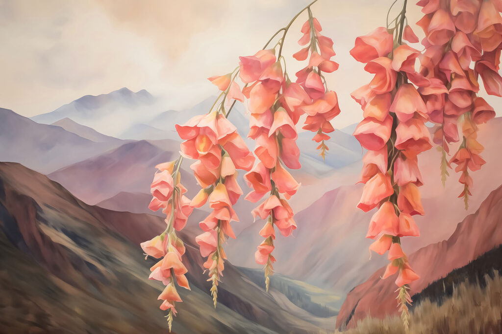 Schilderij van bloemen uit een boom Schilderij van bloemen uit een boom