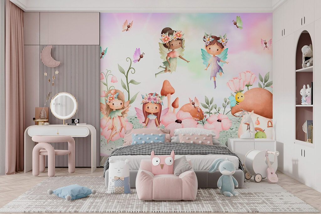 Group of fairies in a garden