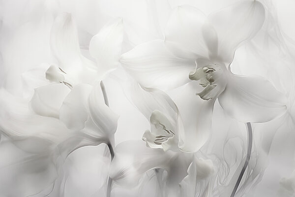 Delicate witte orchideeën in zacht licht Delicate witte orchideeën in zacht licht