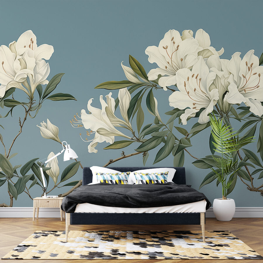 Witte bloemen aan een tak