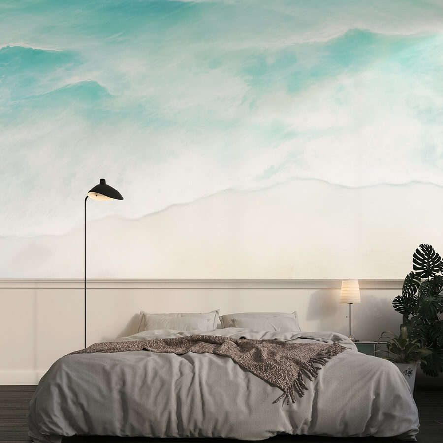 Fotobehang Strand met golven en zand