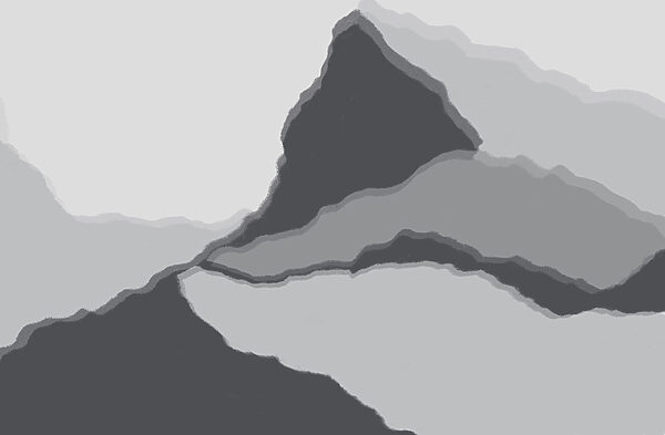 Grijs en wit beeld van een berg Grijs en wit beeld van een berg