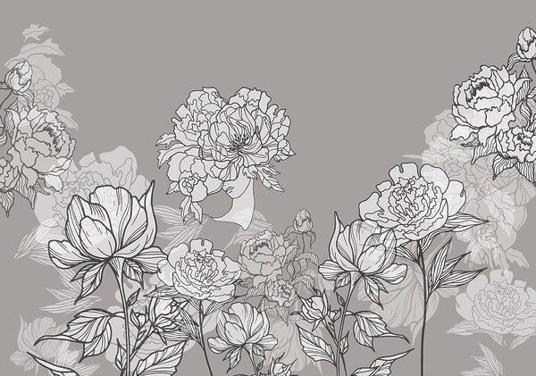 Bloemenlijn op grijze achtergrond Bloemenlijn op grijze achtergrond