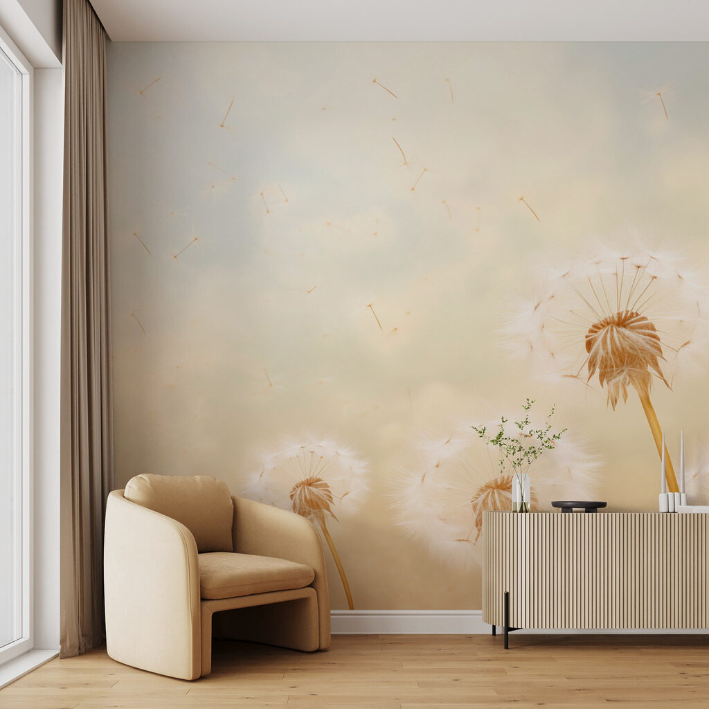 Dandelions blowing in the wind