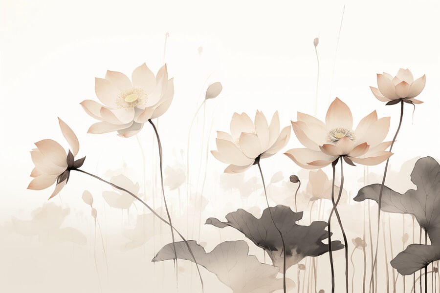 Groep bloemen met bladeren Groep bloemen met bladeren