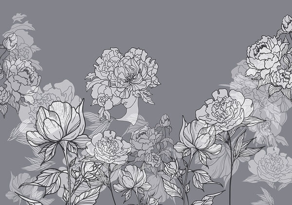 Group of flowers on a gray background