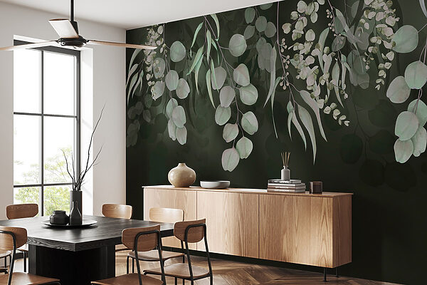 Delicate bladeren op een donkere achtergrond Delicate bladeren op een donkere achtergrond