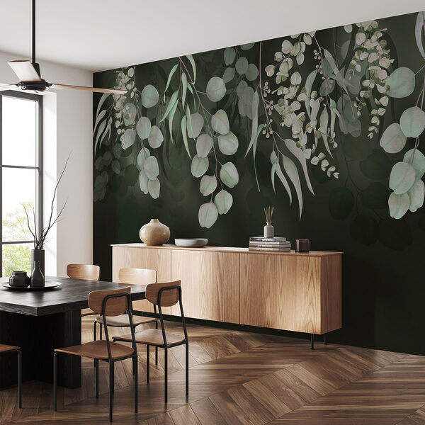 Delicate bladeren op een donkere achtergrond Delicate bladeren op een donkere achtergrond