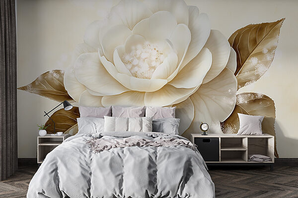 White flower with brown leaves White flower with brown leaves