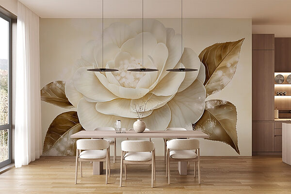 White flower with brown leaves White flower with brown leaves