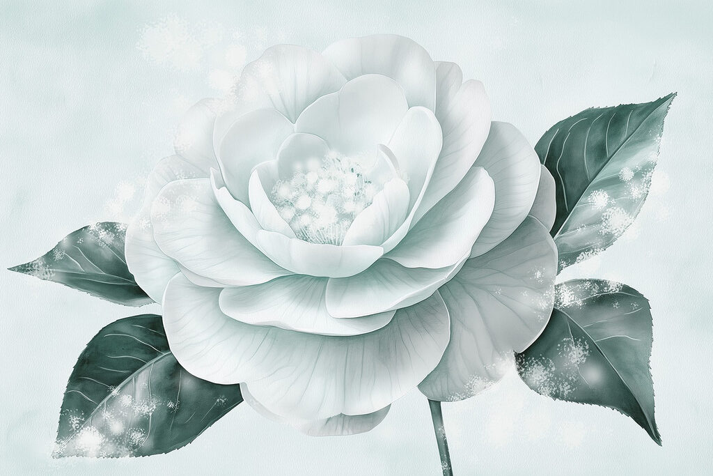 Witte bloem met groene bladeren Witte bloem met groene bladeren