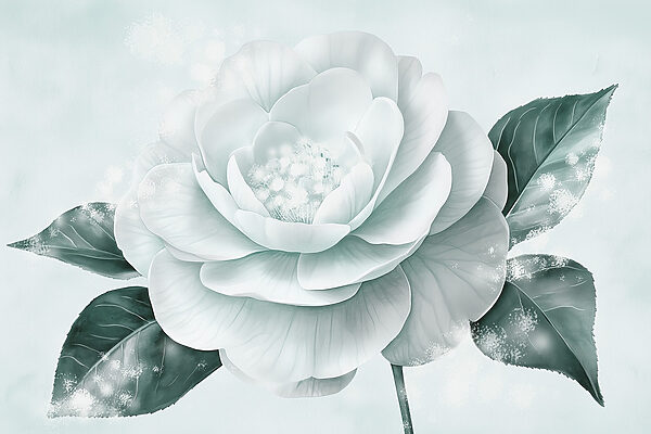 Witte bloem met groene bladeren Witte bloem met groene bladeren
