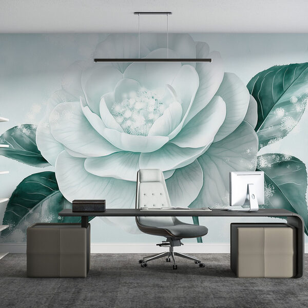 Witte bloem met groene bladeren Witte bloem met groene bladeren