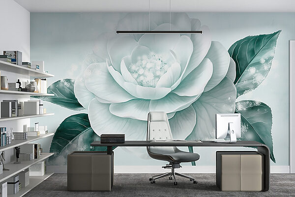 Witte bloem met groene bladeren Witte bloem met groene bladeren