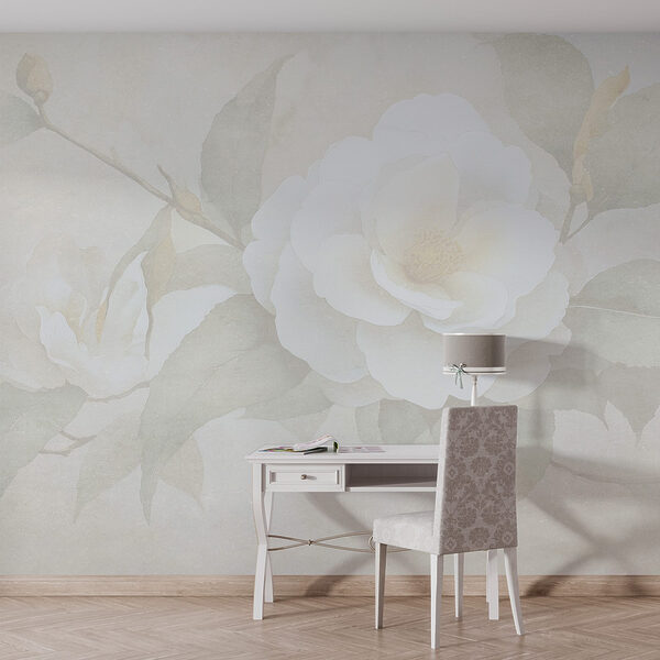 Witte bloem met groene bladeren Witte bloem met groene bladeren
