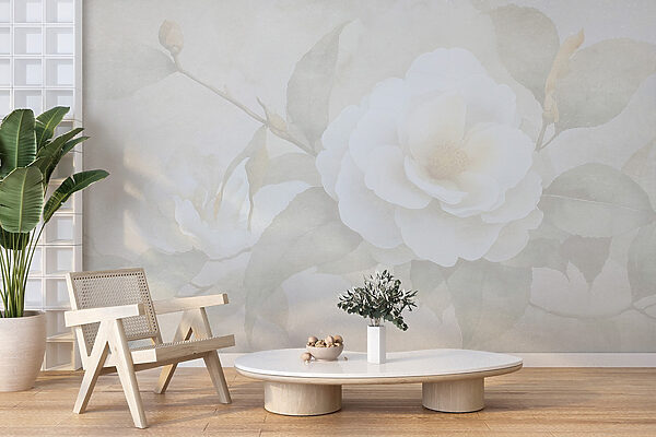 Witte bloem met groene bladeren Witte bloem met groene bladeren