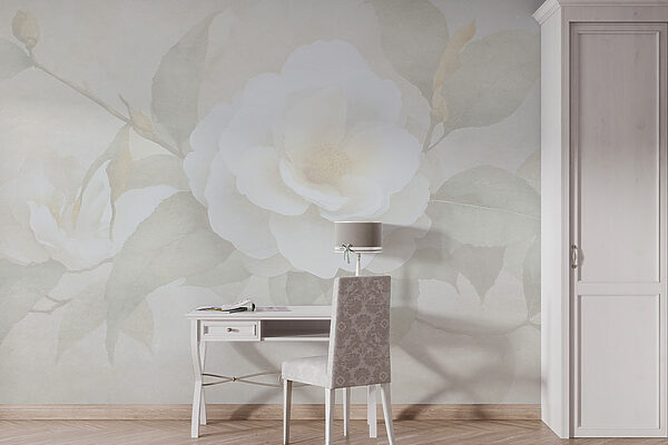 Witte bloem met groene bladeren Witte bloem met groene bladeren