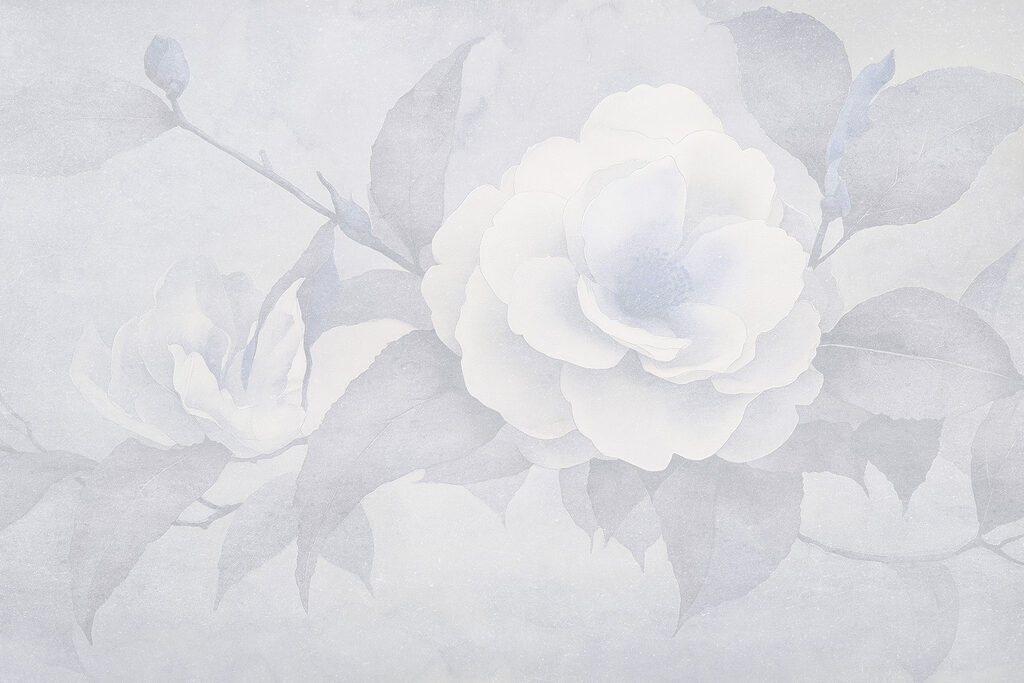 Witte bloem met bladeren Witte bloem met bladeren