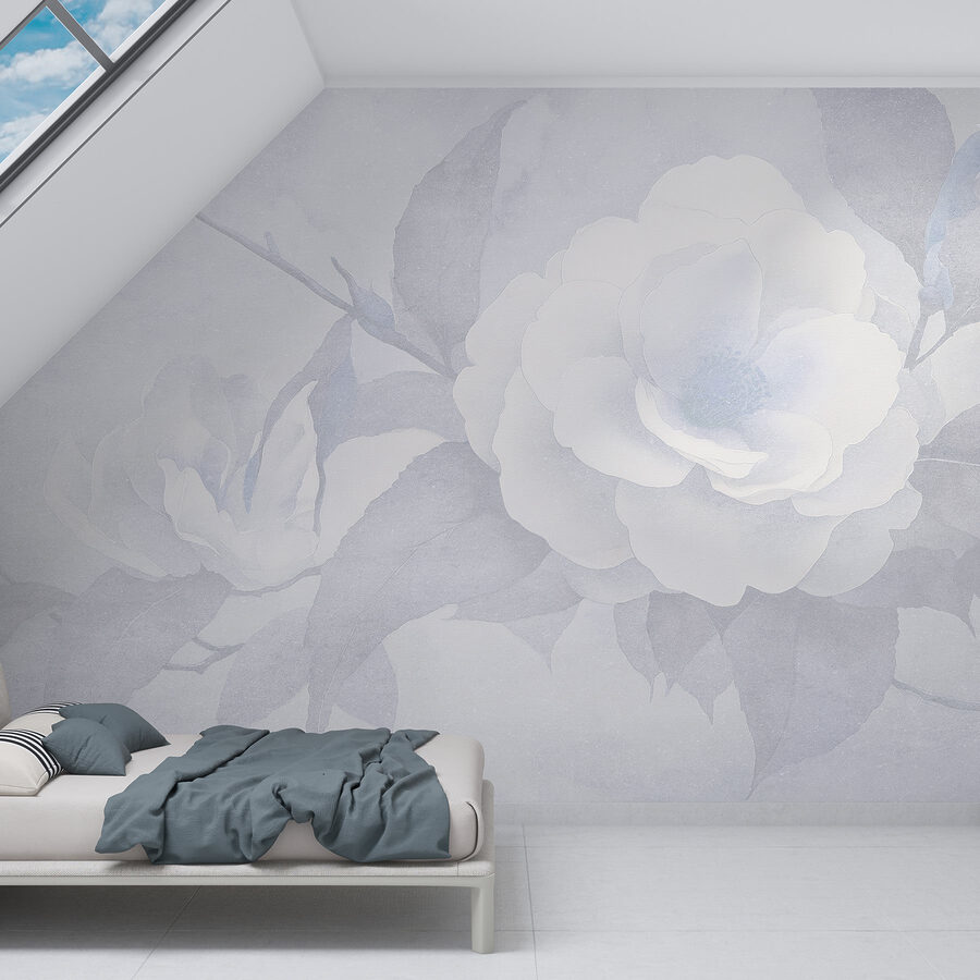 Witte bloem met bladeren