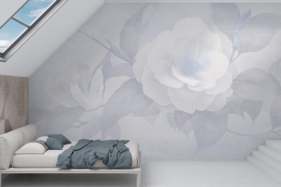 Witte bloem met bladeren