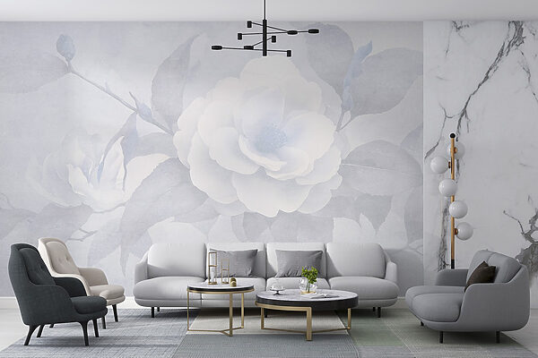 Witte bloem met bladeren Witte bloem met bladeren