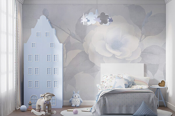 Witte bloem met bladeren Witte bloem met bladeren