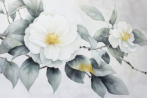 Witte bloem met groene bladeren Witte bloem met groene bladeren