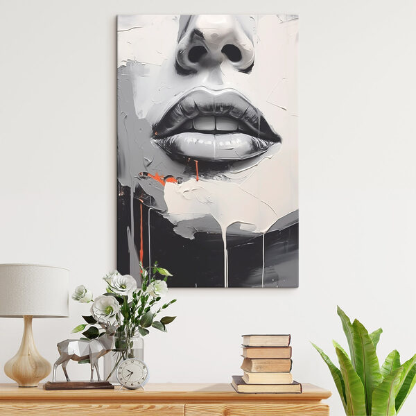 Schilderij van een vrouw’s lippen Schilderij van een vrouw’s lippen