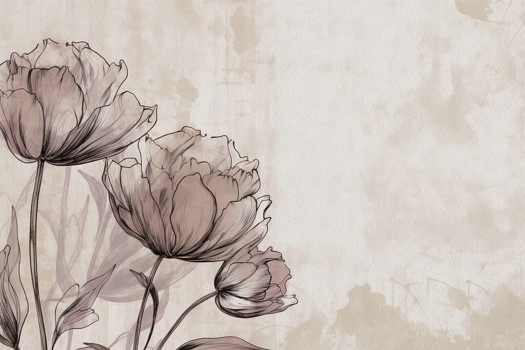 Tekening van bloemen op een witte achtergrond Tekening van bloemen op een witte achtergrond