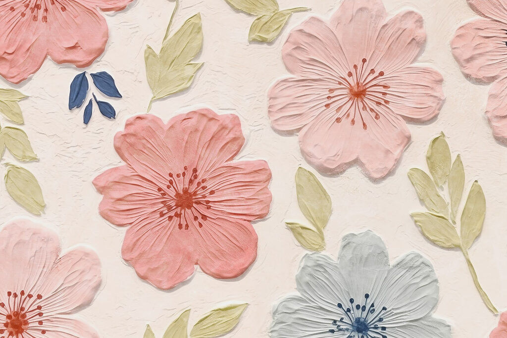 Muur met bloemen en bladeren Muur met bloemen en bladeren